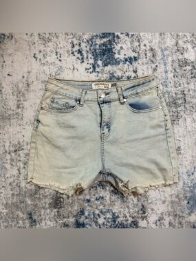 Celebrity Ace Light Blue Frayed Hem Denim Shorts